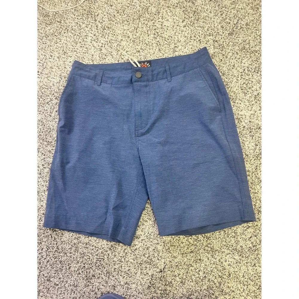 Faherty All Day Shorts Mens 33 Blue Stretch Hybrid Casual Shorts 9
